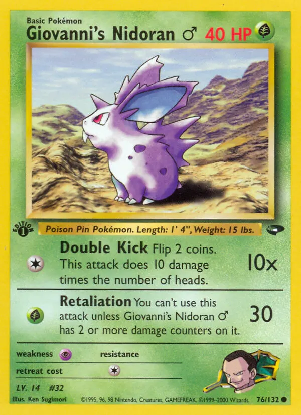 Giovanni's Nidoran ♂ — Gym Challenge 76 Pokémon card