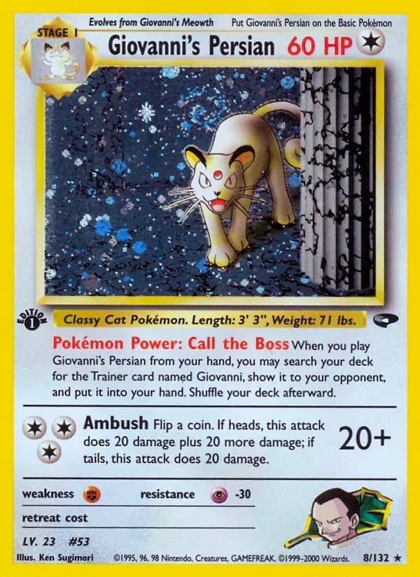 Giovanni's Persian — Gym Challenge 8 Pokémon card