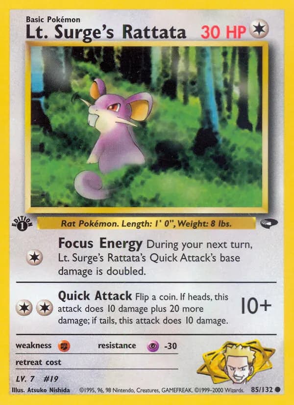 Lt. Surge's Rattata — Gym Challenge 85 Pokémon card
