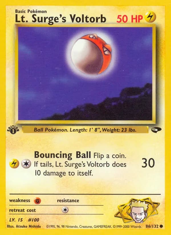 Lt. Surge's Voltorb — Gym Challenge 86 Pokémon card