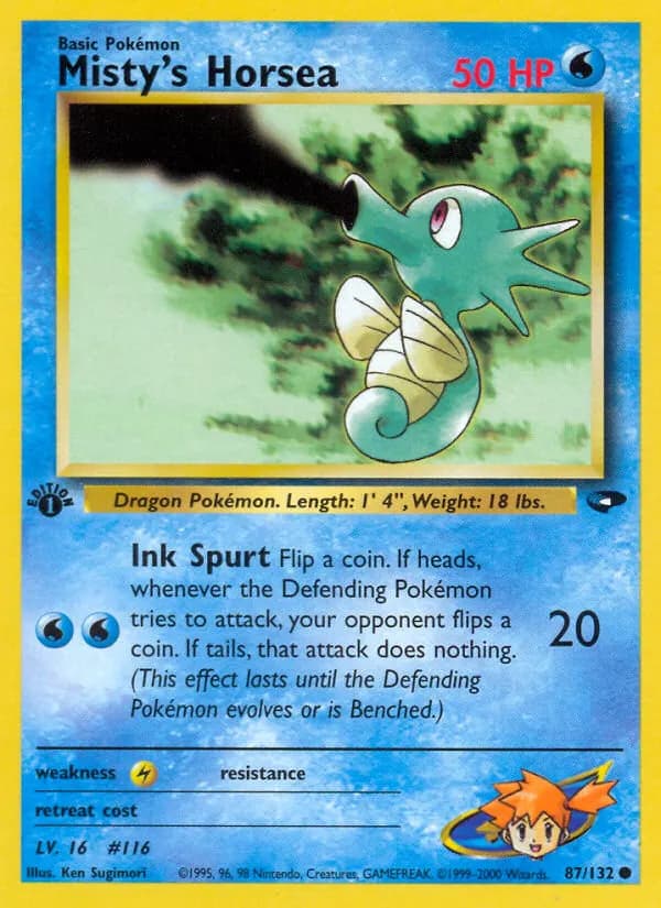 Misty's Horsea — Gym Challenge 87 Pokémon card