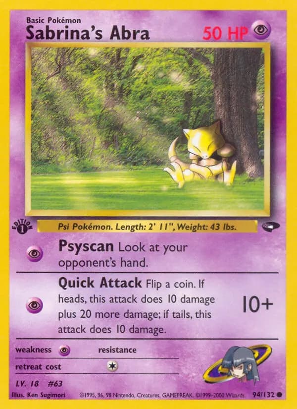 Sabrina's Abra — Gym Challenge 94 Pokémon card