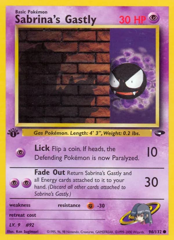 Sabrina's Gastly — Gym Challenge 96 Pokémon card