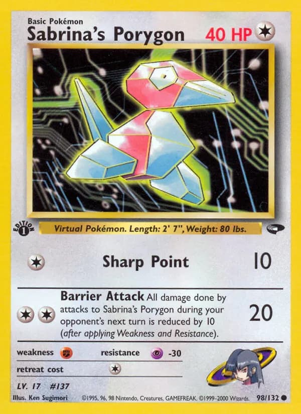 Sabrina's Porygon — Gym Challenge 98 Pokémon card