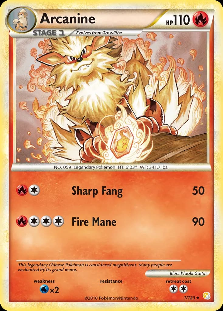 Arcanine — HeartGold & SoulSilver 1 Pokémon card