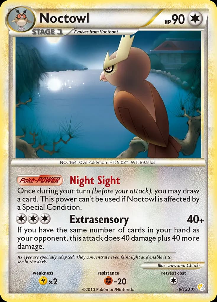Noctowl — HeartGold & SoulSilver 8 Pokémon card