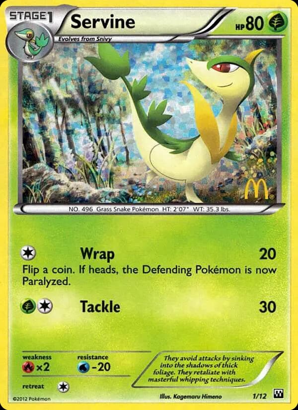 Servine — McDonald's Collection 2012 1 Pokémon card