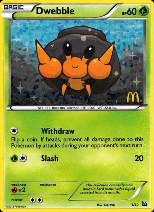 Dwebble — McDonald's Collection 2012 3 Pokémon card