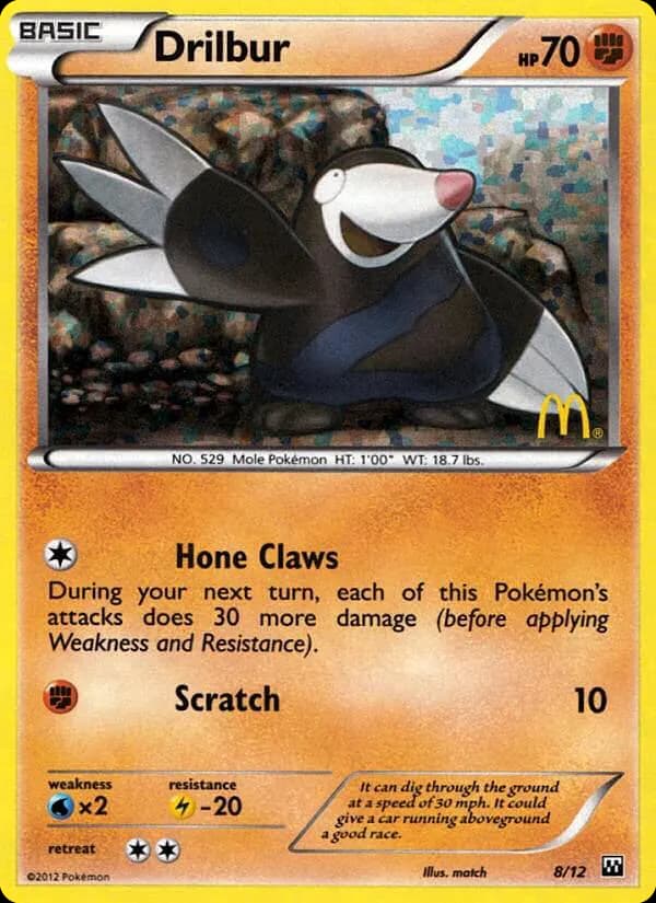 Drilbur — McDonald's Collection 2012 8 Pokémon card