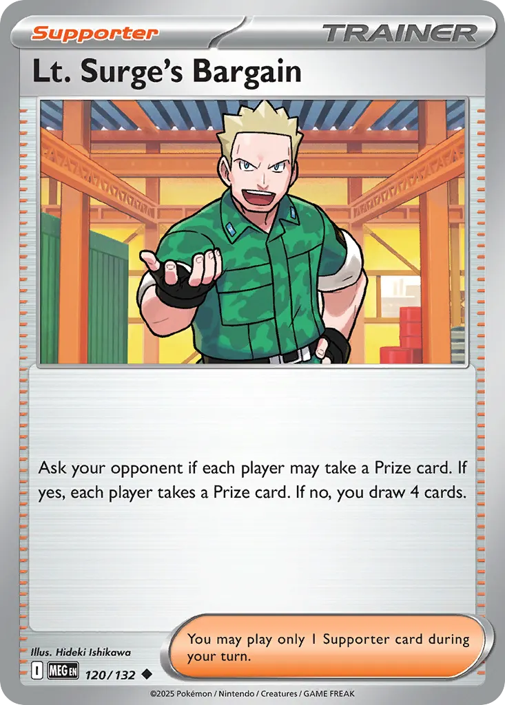Lt. Surge's Bargain — Mega Evolution 120 Pokémon card