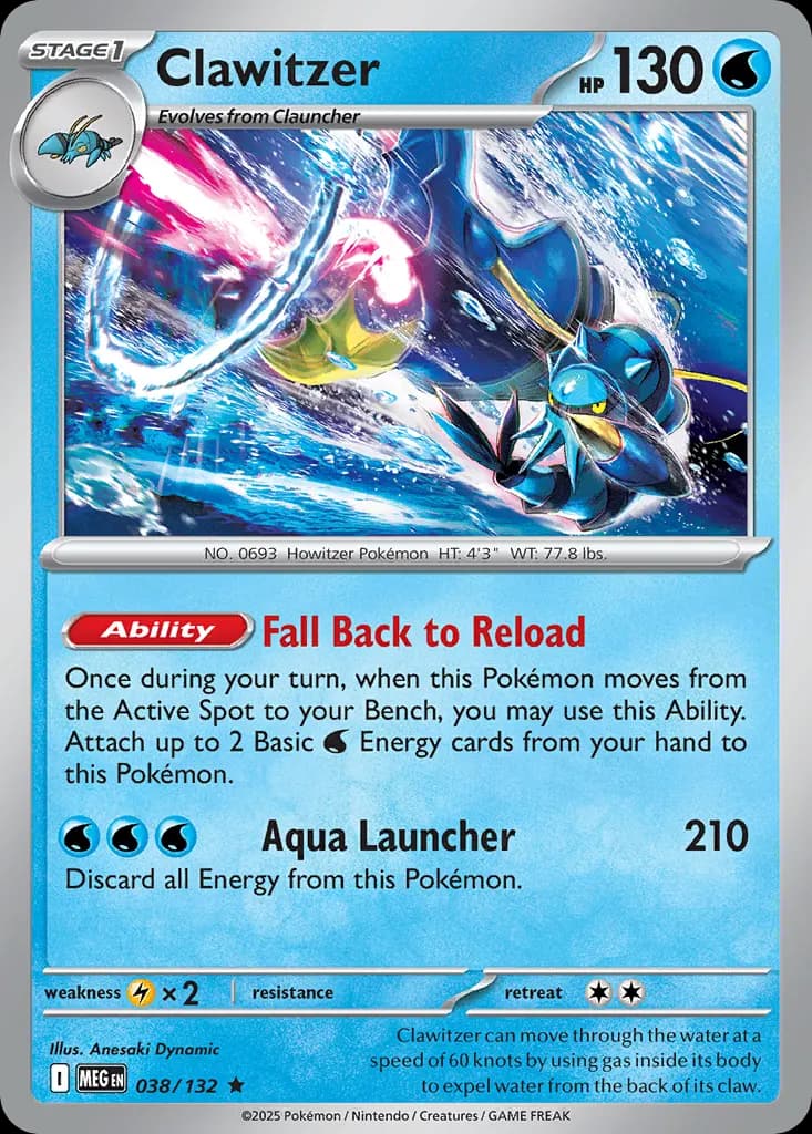 Clawitzer — Mega Evolution 38 Pokémon card