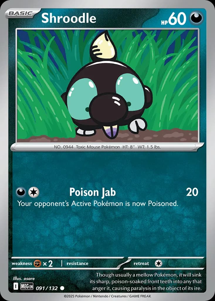 Shroodle — Mega Evolution 91 Pokémon card