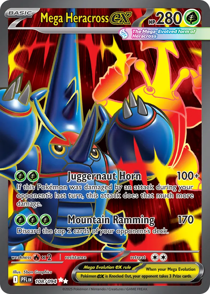 Mega Heracross ex — Phantasmal Flames 108 Pokémon card