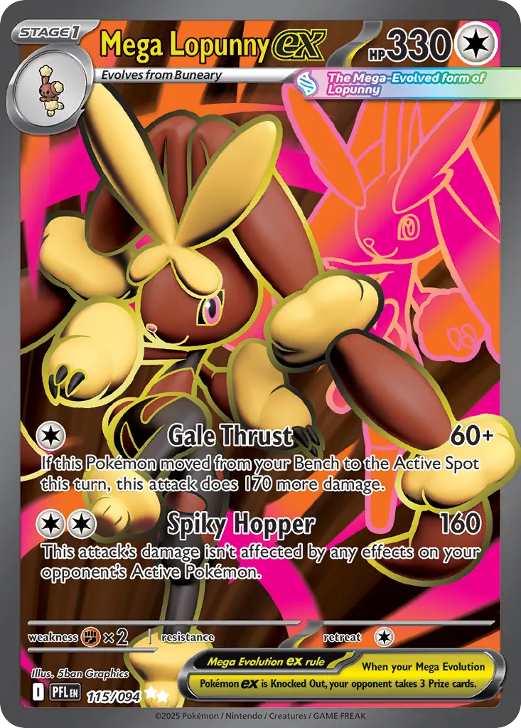 Mega Lopunny ex — Phantasmal Flames 115 Pokémon card