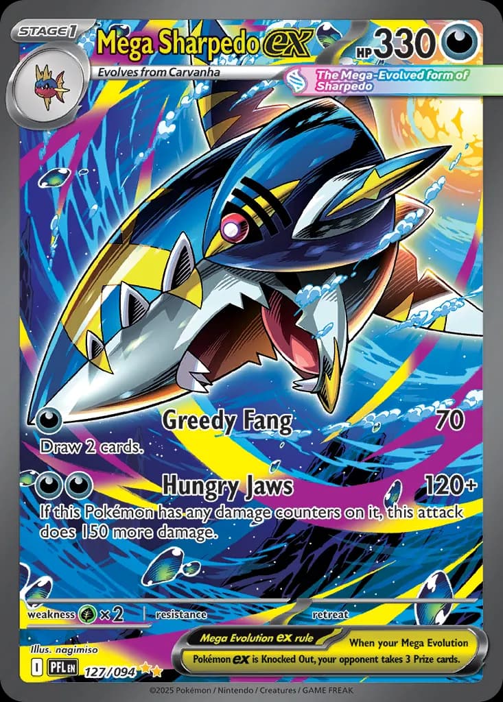 Mega Sharpedo ex — Phantasmal Flames 127 Pokémon card