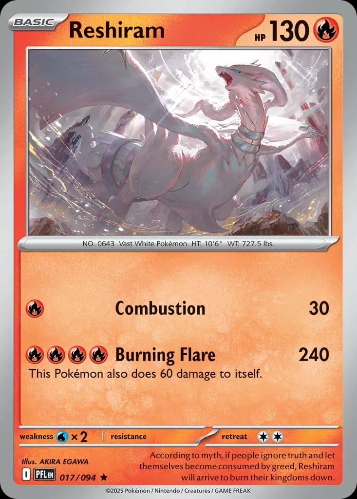 Reshiram — Phantasmal Flames 17 Pokémon card
