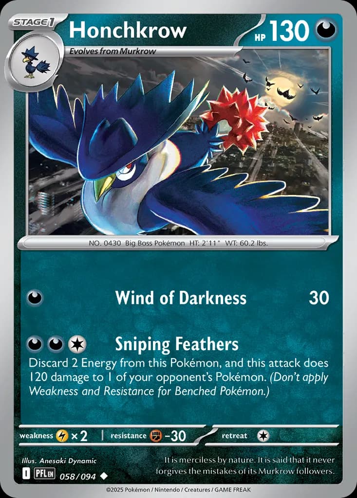 Honchkrow — Phantasmal Flames 58 Pokémon card