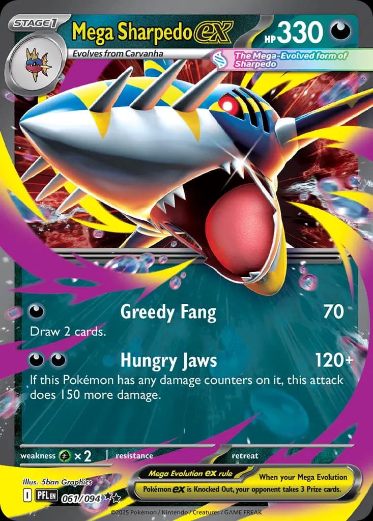 Mega Sharpedo ex — Phantasmal Flames 61 Pokémon card