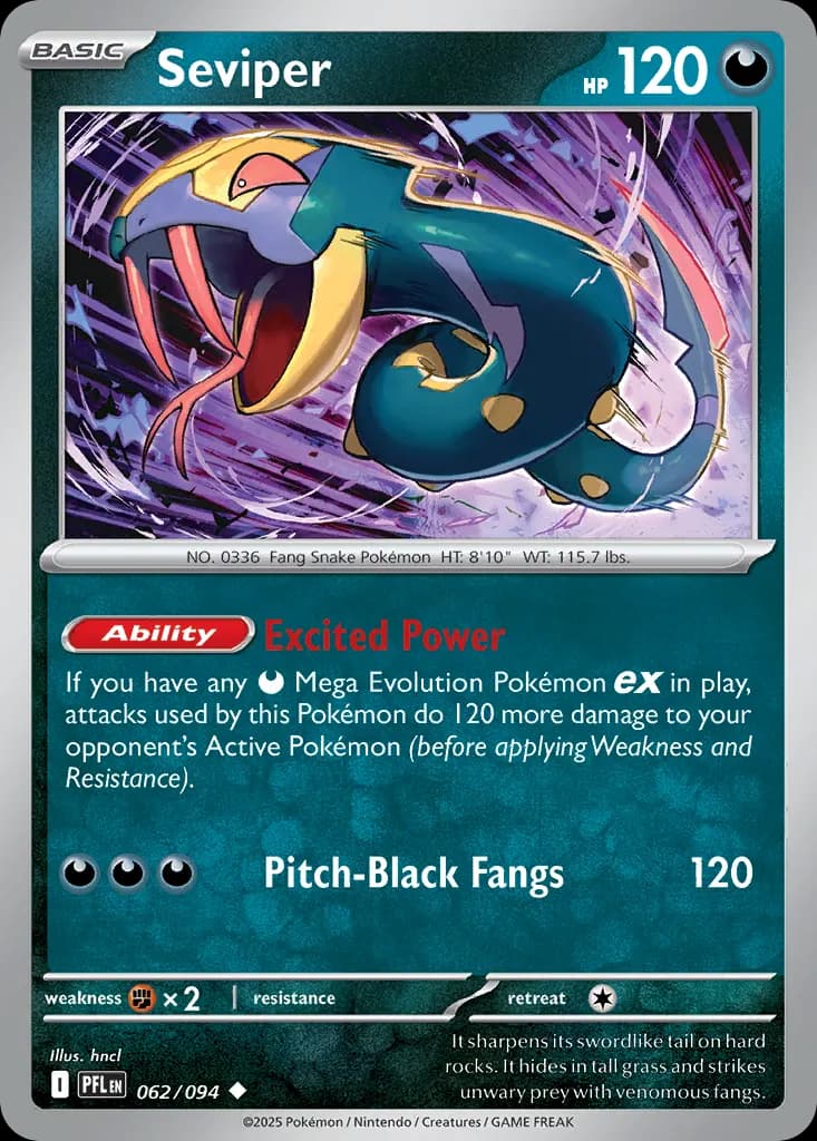 Seviper — Phantasmal Flames 62 Pokémon card