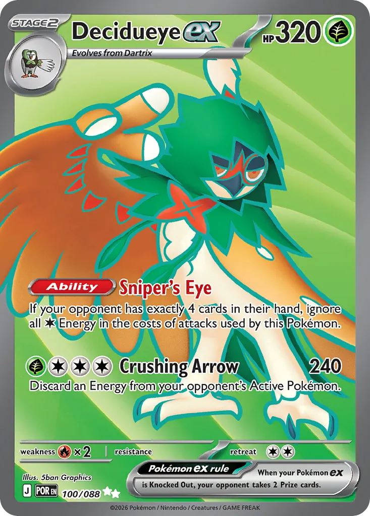 Decidueye ex — Perfect Order 100 Pokémon card