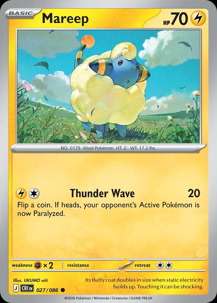 Mareep — Chaos Rising 27 Pokémon card