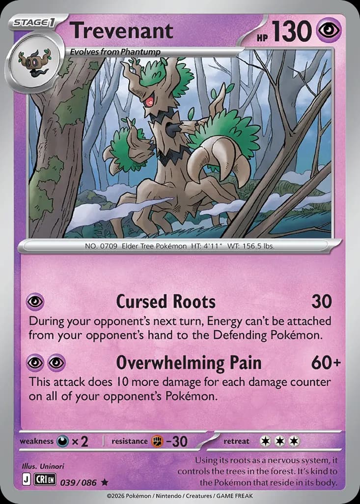 Trevenant — Chaos Rising 39 Pokémon card