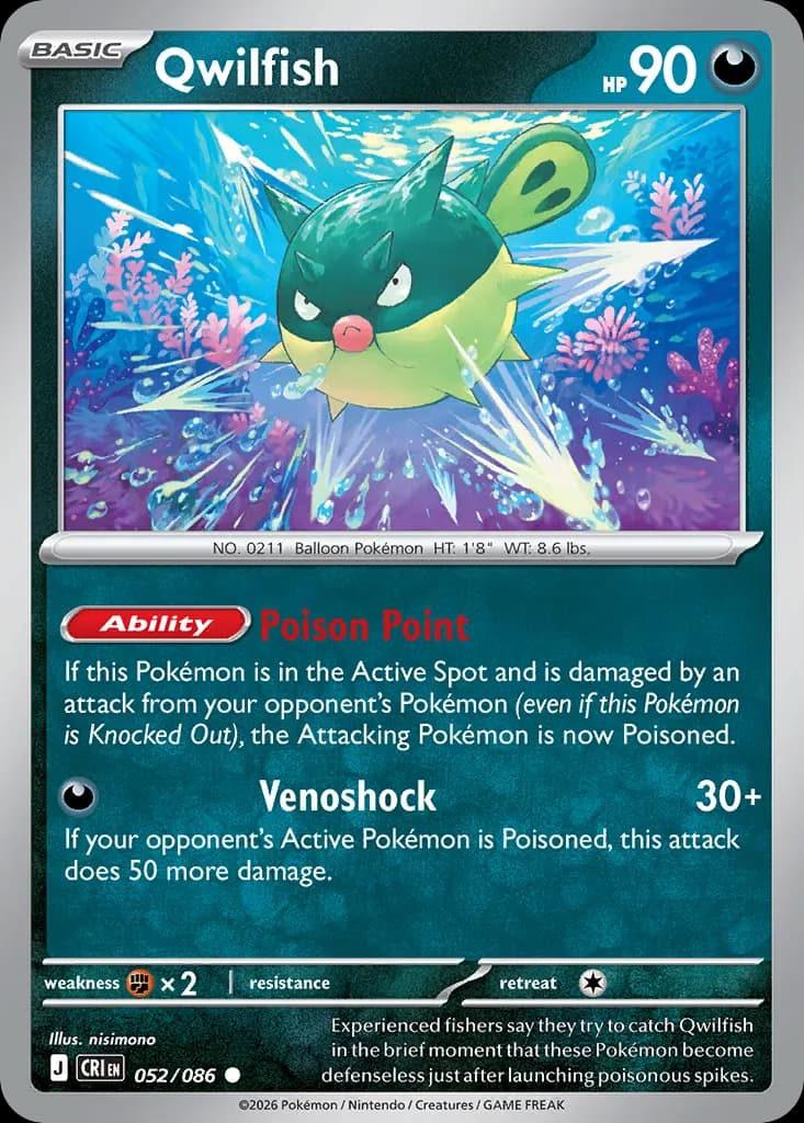 Qwilfish — Chaos Rising 52 Pokémon card