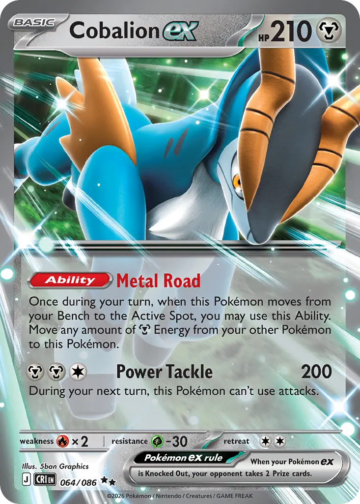 Cobalion ex — Chaos Rising 64 Pokémon card