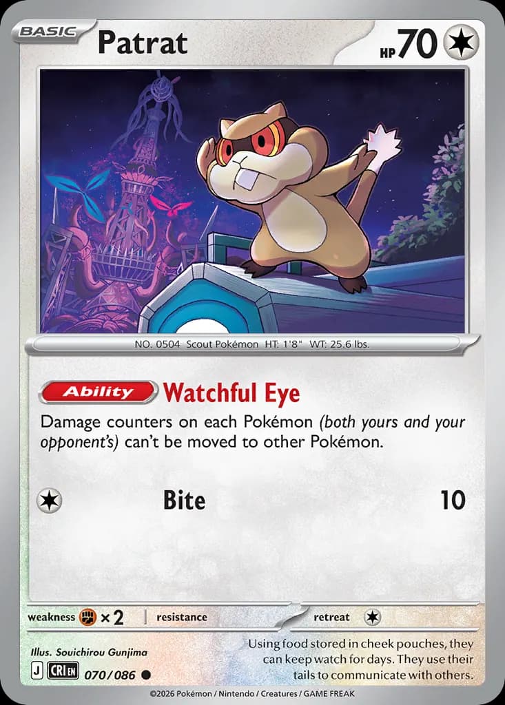 Patrat — Chaos Rising 70 Pokémon card