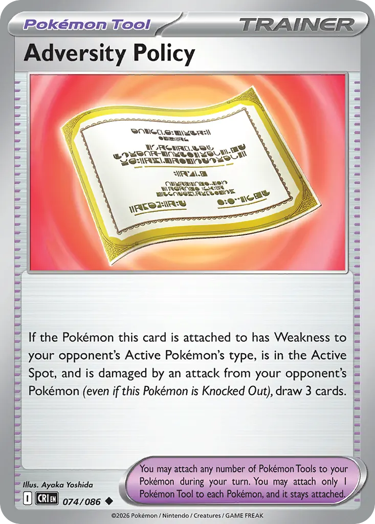 Adversity Policy — Chaos Rising 74 Pokémon card