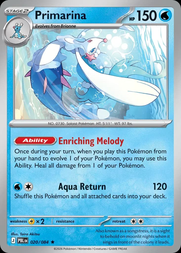 Primarina — Pitch Black 20 Pokémon card