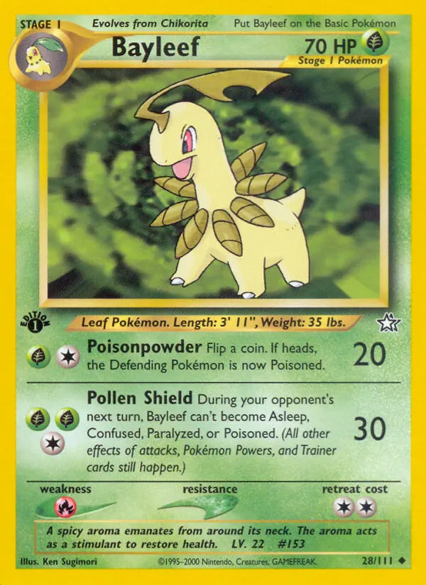 Bayleef — Neo Genesis 28 Pokémon card