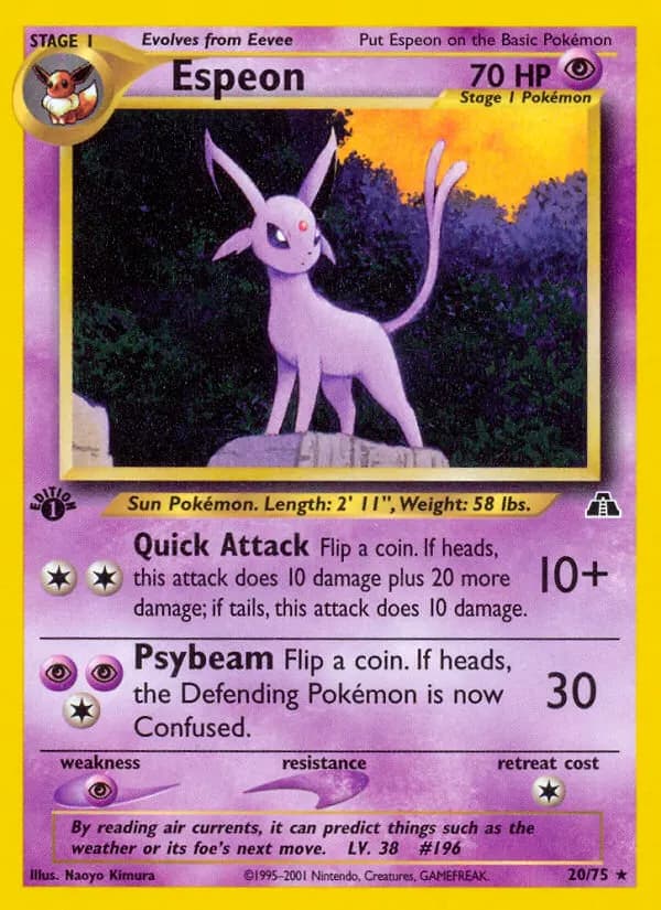 Espeon — Neo Discovery 20 Pokémon card