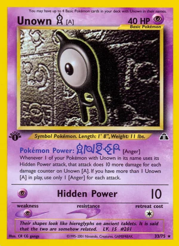Unown [A] — Neo Discovery 33 Pokémon card