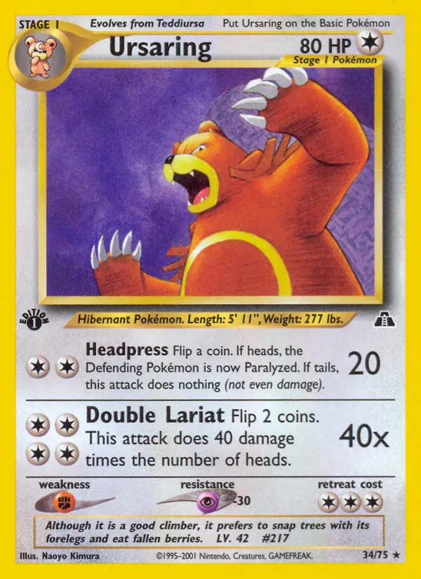 Ursaring — Neo Entdeckung 34 German Pokémon card