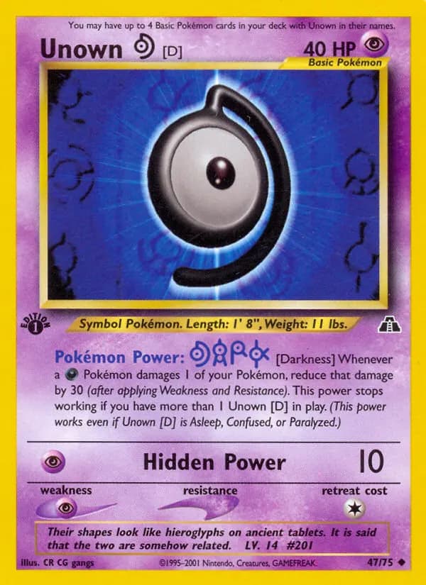 Unown [D] — Neo Discovery 47 Pokémon card