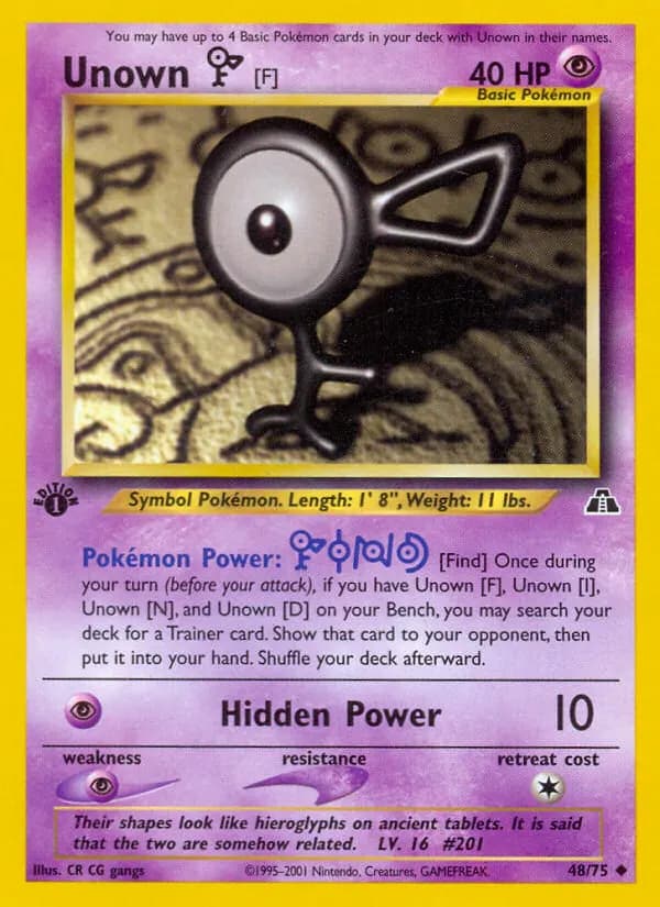 Unown [F] — Neo Discovery 48 Pokémon card