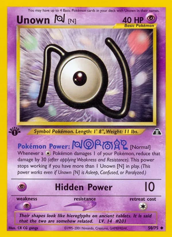 Unown [N] — Neo Discovery 50 Pokémon card