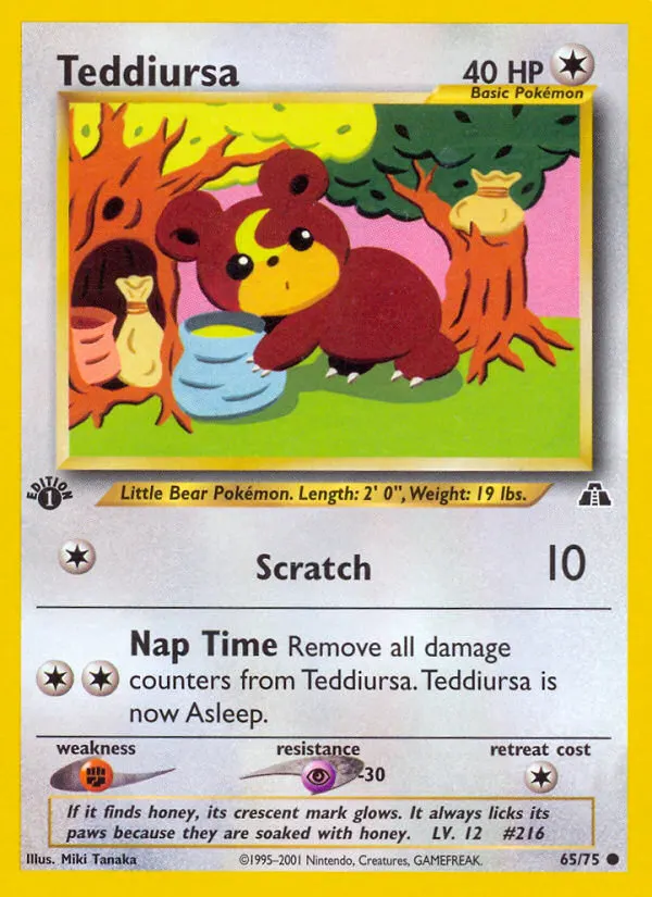 Teddiursa — Neo Discovery 65 Pokémon card