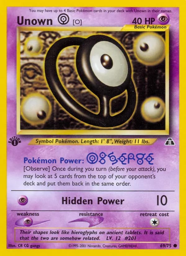 Unown [O] — Neo Discovery 69 Pokémon card