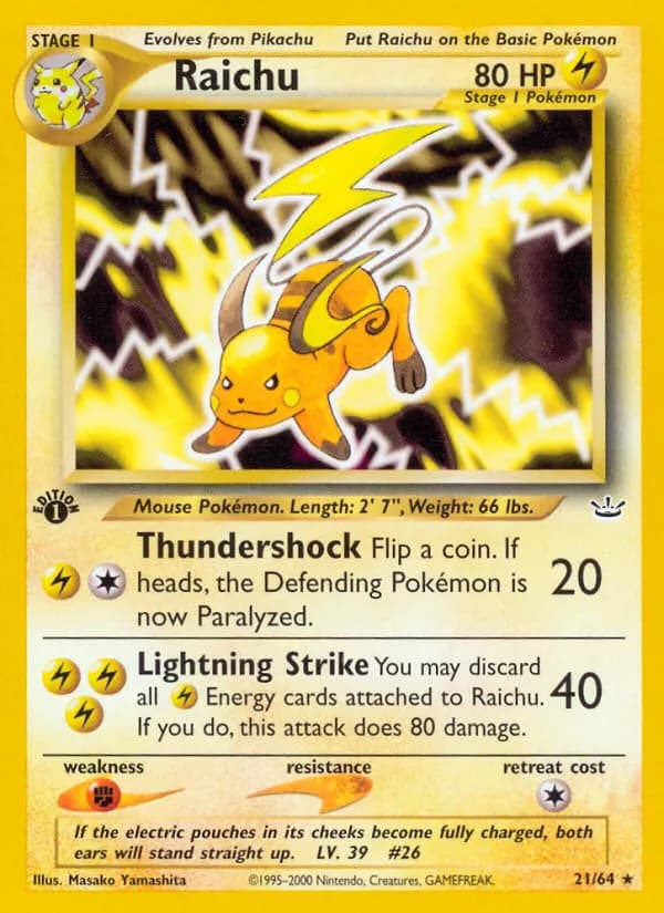 Raichu — Neo Revelation 21 Pokémon card