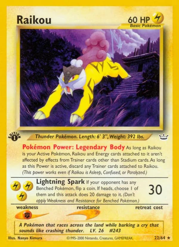 Raikou — Neo Revelation 22 Pokémon card