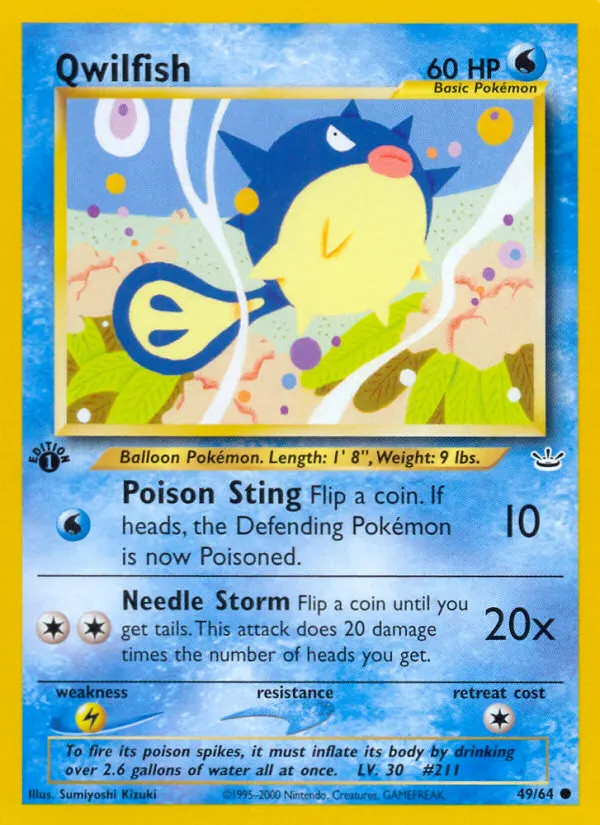 Qwilfish — Neo Revelation 49 Pokémon card