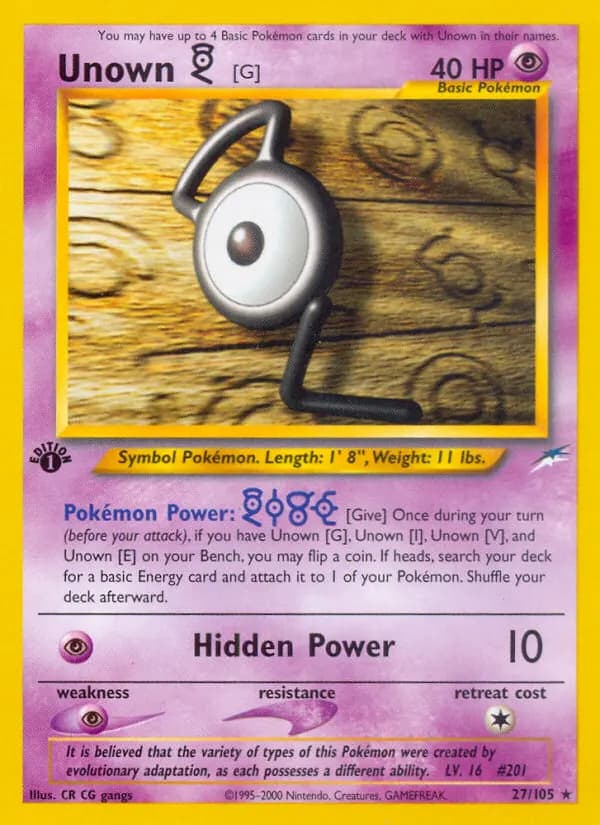 Unown [G] — Neo Destiny 27 Pokémon card