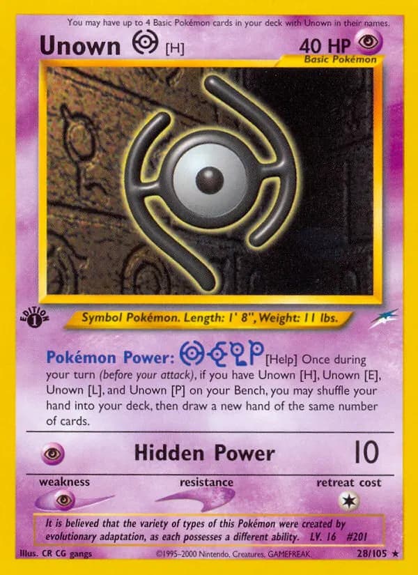 Unown [H] — Neo Destiny 28 Pokémon card