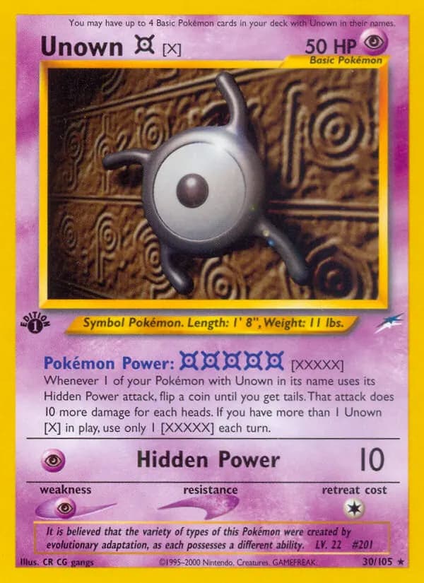 Unown [X] — Neo Destiny 30 Pokémon card