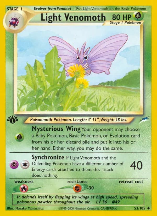 Light Venomoth — Neo Destiny 53 Pokémon card