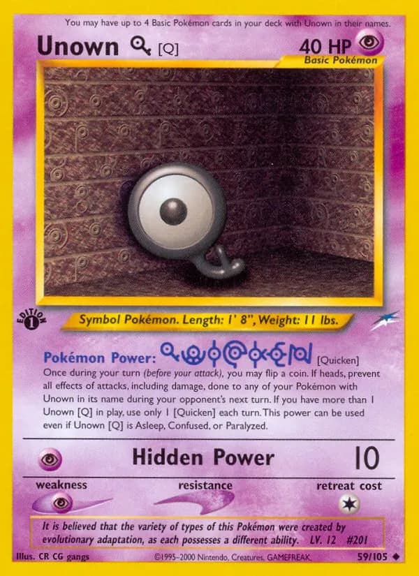 Unown [Q] — Neo Destiny 59 Pokémon card