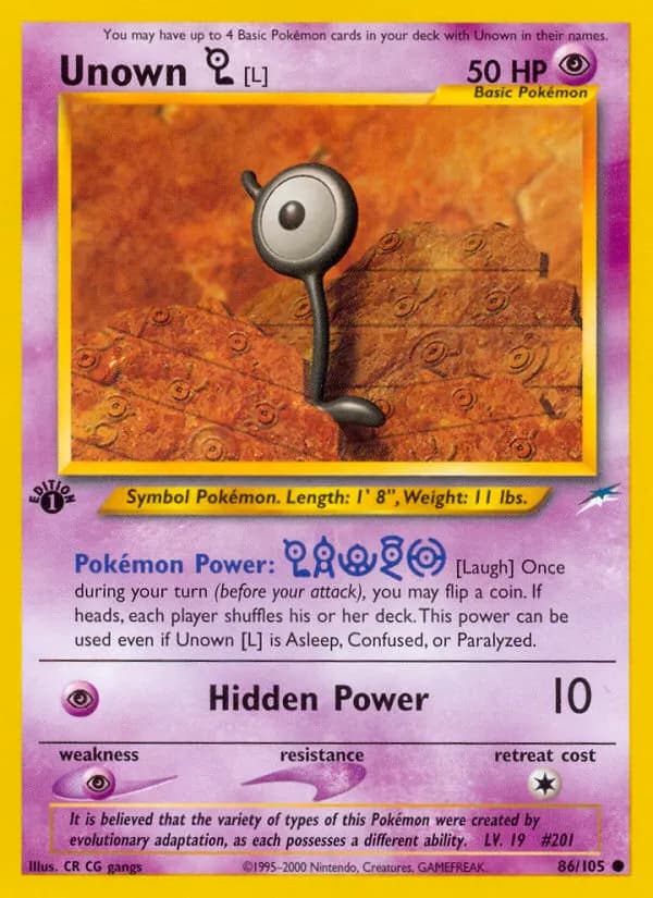 Unown [L] — Neo Destiny 86 Pokémon card