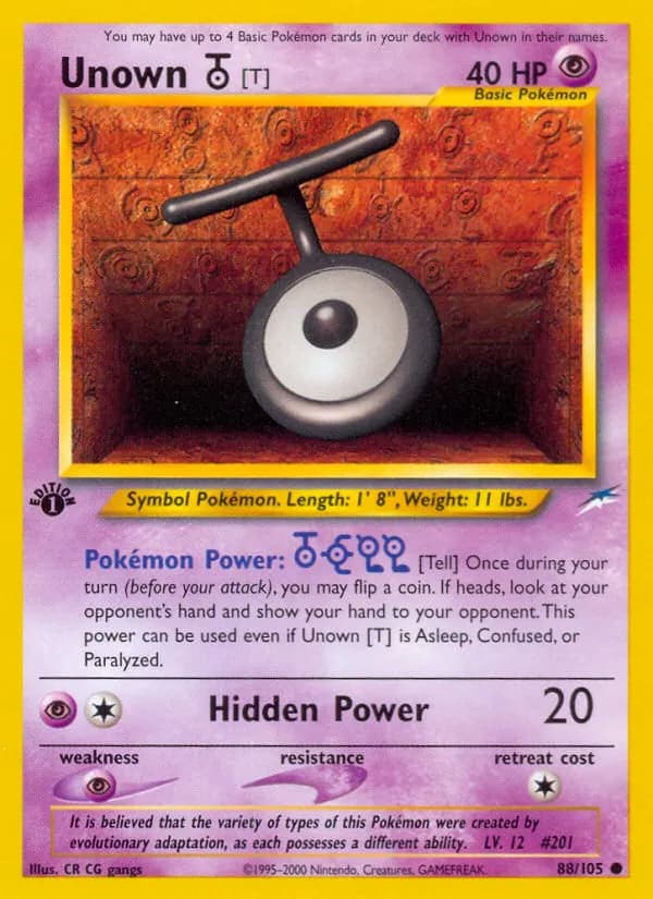 Unown [T] — Neo Destiny 88 Pokémon card